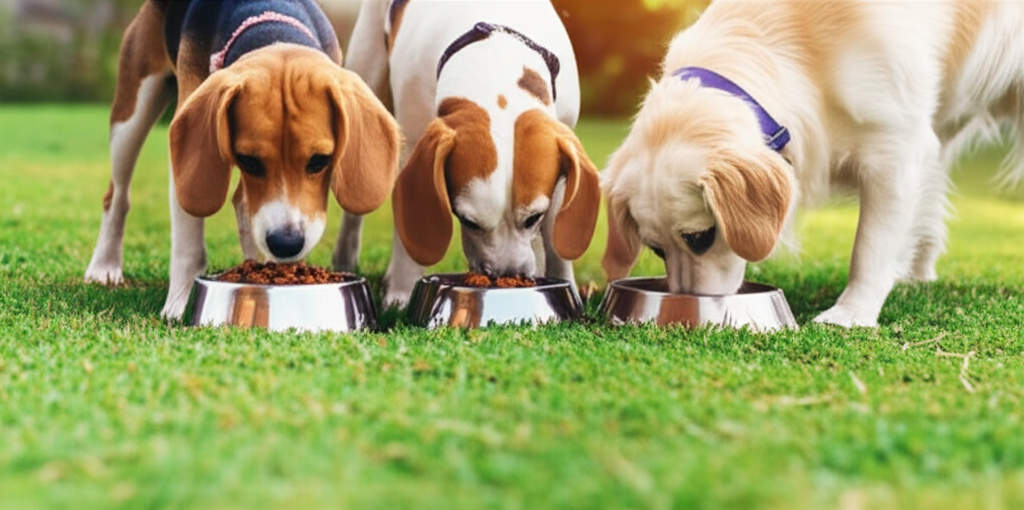 Happy dogs enjoying NouriPet meals